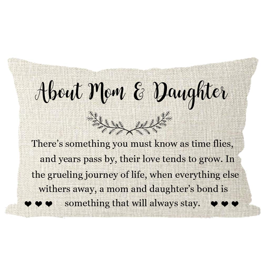 ITFRO Inspirational Beige Burlap Throw Pillow Cover 12x20 Inch - Thanksgiving Christmas Wedding Gift for Mom & Daughter, Couch Sofa Chair Decor for Living Room Bedroom
