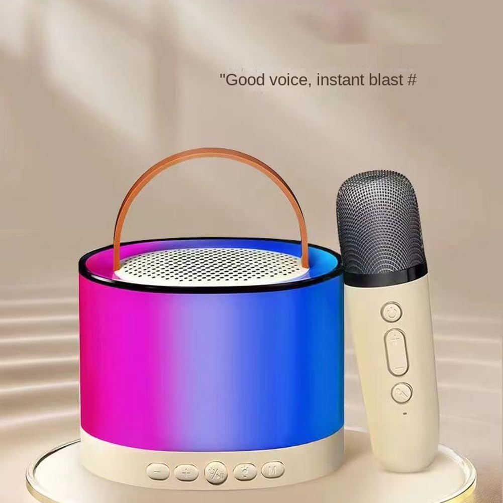 Ecverbyh Pink Mini Karaoke Machine with 2 Wireless Microphones - Portable Bluetooth Speaker for Kids & Adults - Perfect for Home Parties, Travel & Outdoor Singing Fun