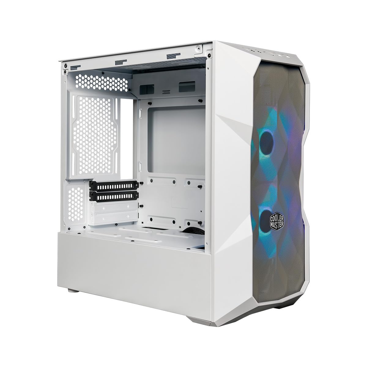 Cooler Master TD300 Mesh White Mini-Tower PC Case - High Airflow Design with 2x120mm ARGB Fans, Micro-ATX/Mini-ITX Support, Tempered Glass Panel - Perfect for Gaming & Streaming Setup