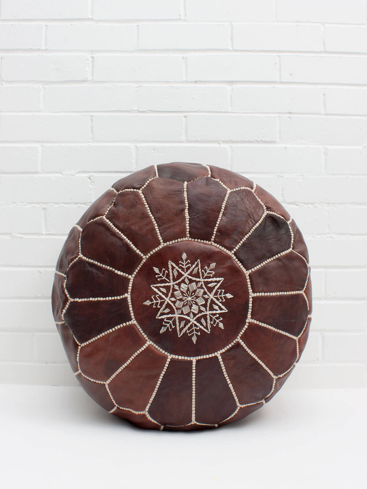 Authentic Moroccan Leather Pouffe - Handmade Chocolate Mocha Oiled Ottoman Footstool (Slight Imperfections) | Perfect for Boho Living Room, Bedroom Decor & Cozy Seating