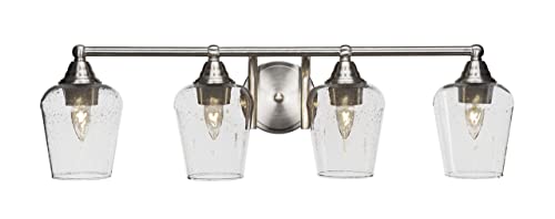Toltec Lighting Paramount 4-Light Bathroom Vanity Light Bar in Brushed Nickel (3424-BN-210) - Perfect for Bathroom, Powder Room & Dressing Room Lighting