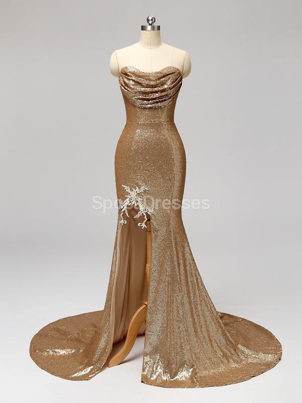 Gold Sequin Sweetheart Mermaid Bridesmaid Dresses - Elegant Formal Gowns for Weddings, Prom & Special Occasions | Style WG597