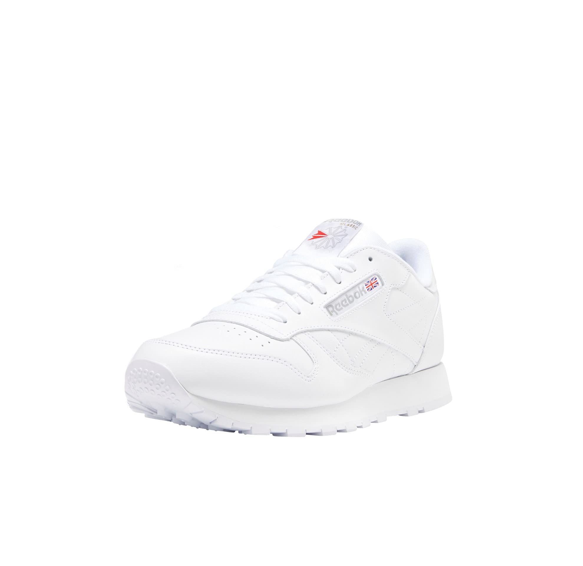 Reebok 9771 Classic Leather Sneakers for Men - White/White/Light Grey | Comfortable Casual Shoes for Walking, Gym & Everyday Wear