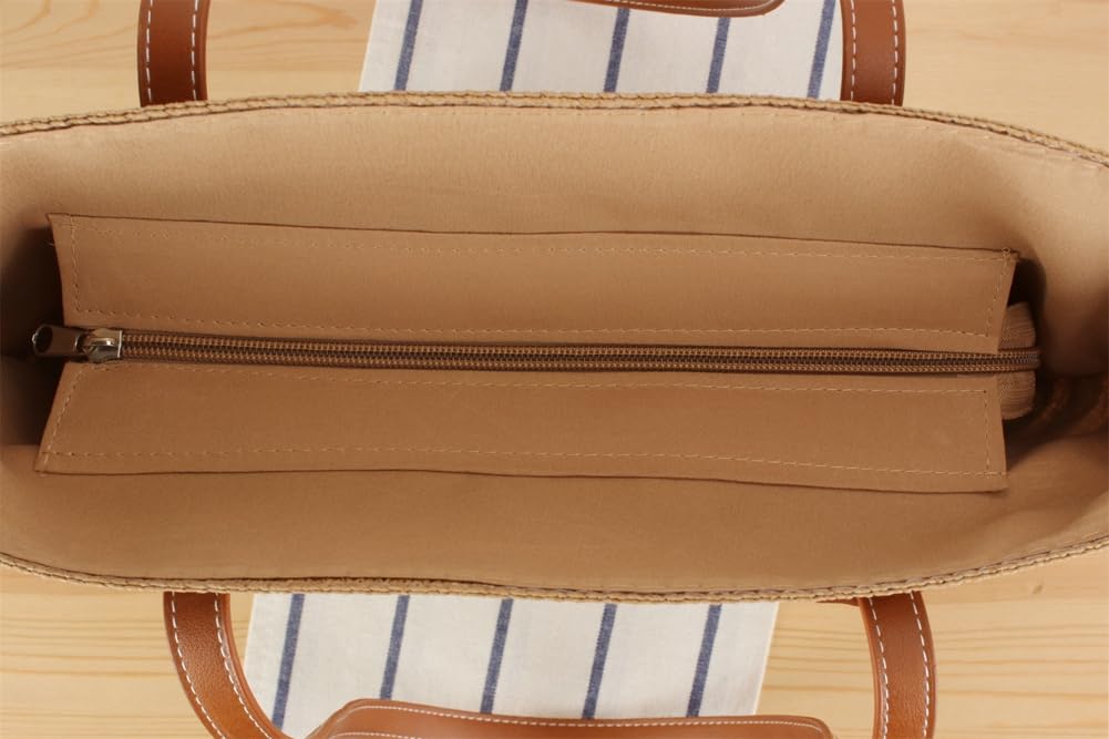 Women's Large Straw Tote Bag - Summer Beach Shoulder Bag for Travel & Shopping