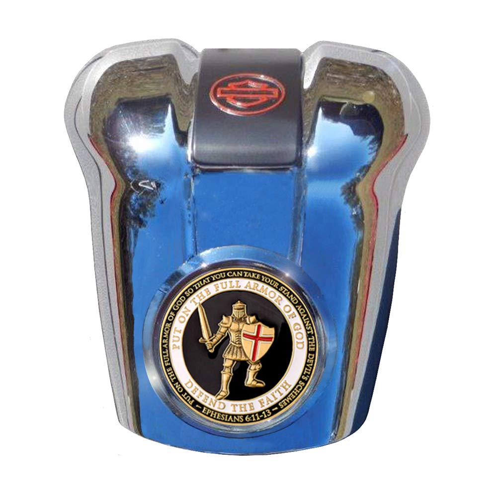 Armor of God Harley Davidson Milwaukee Eight M8 Waterfall Horn Cover & Coin Mount Set - Custom Chrome Accessories for Motorcycle Enthusiasts | Perfect for Bike Shows, Rides & Personalization
