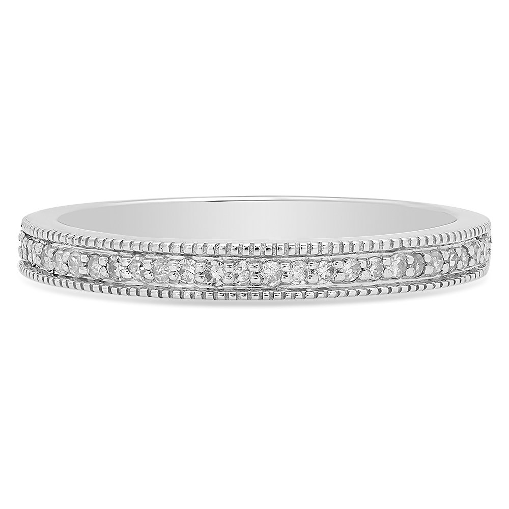 0.15 Cttw 10K Solid Gold Round Diamond Women's Anniversary Wedding Band Stackable Ring - Perfect for Bridal Jewelry, Engagement Gift & Everyday Elegance