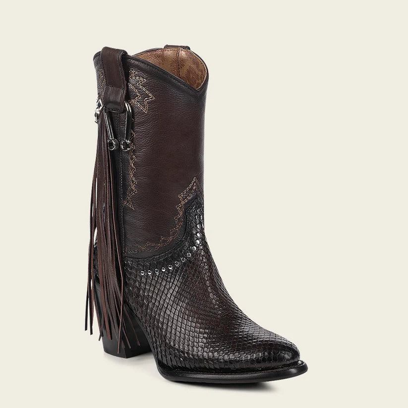 Women's Cuadra Chocolate Western Cowgirl Python Skin Ankle Boots - Stylish & Comfortable for Country Dancing, Rodeo Events & Casual Outfits