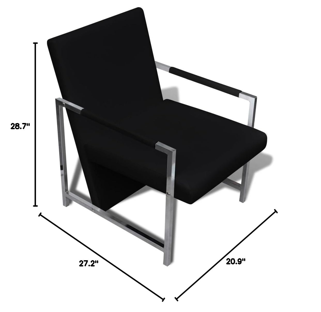 Modern Cube Armchair - Black Faux Leather Upholstered Accent Chair (10.5g) for Living Room, Office, or Lounge