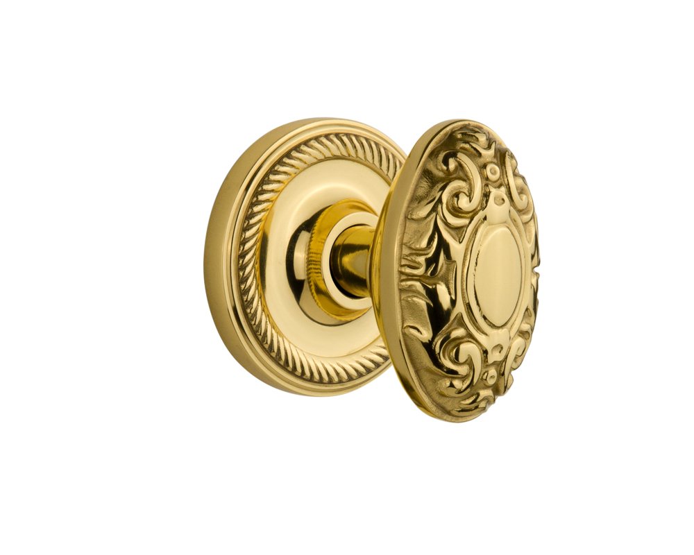Antique Victorian Style Rope Rosette Door Knob - Nostalgic Warehouse Solid Brass Hardware for Vintage Home Decor - Perfect for Bedroom, Bathroom & Closet Doors