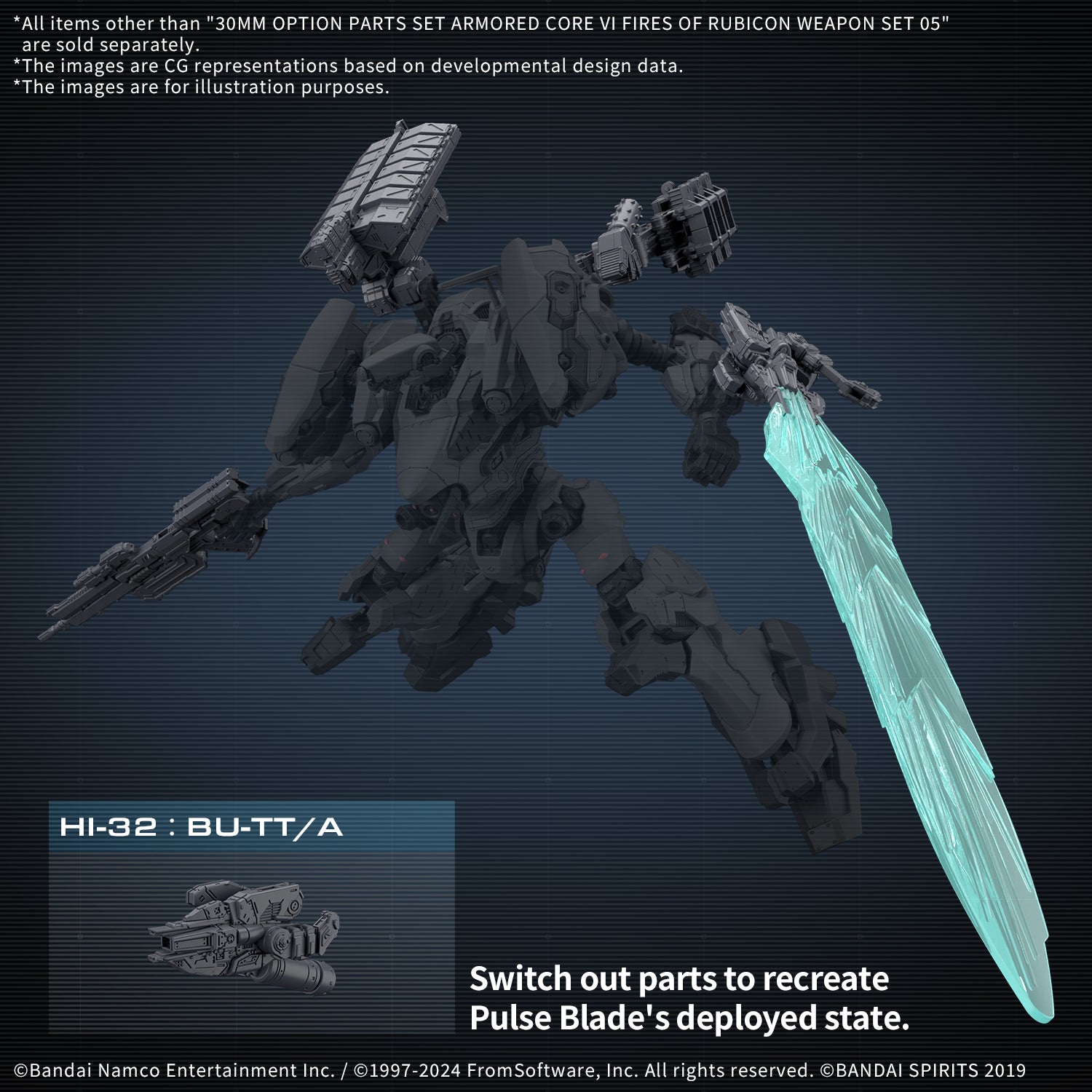 Bandai 30MM Option Weapon Part Set 05 - Armored Core VI Model Kit for Custom Mech Builders | Perfect for Action Figure Customization & Tabletop Gaming Scenes