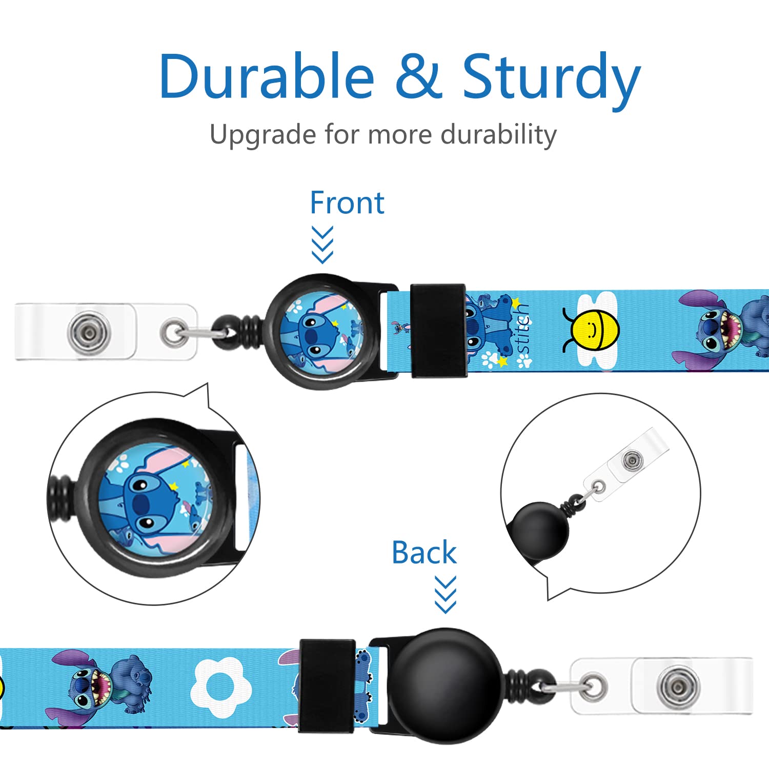 Retractable ID Badge Lanyard for Office, School & Events - Cute Cartoon Keychain