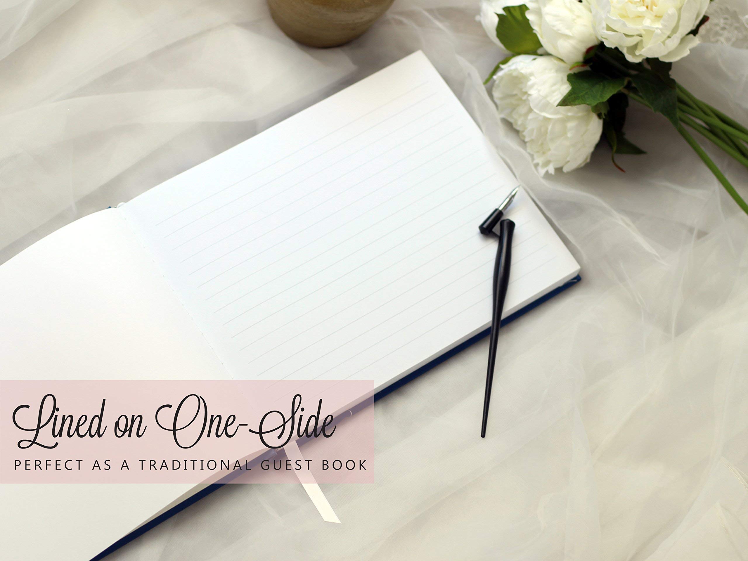 Elegant Navy Blue & Gold Wedding Guest Book - Personalized Sign-In Guest Book for Weddings, Bridal Showers & Anniversary Celebrations