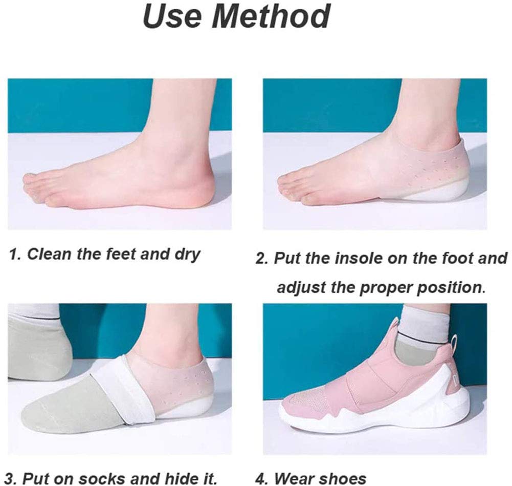Discreet Height Increasing Insoles for Men & Women - 5cm Invisible Silicone Heel Lift Pads, Comfortable Footbed Enhancers for Shoes - Perfect for Work, Dating & Everyday Wear (White)