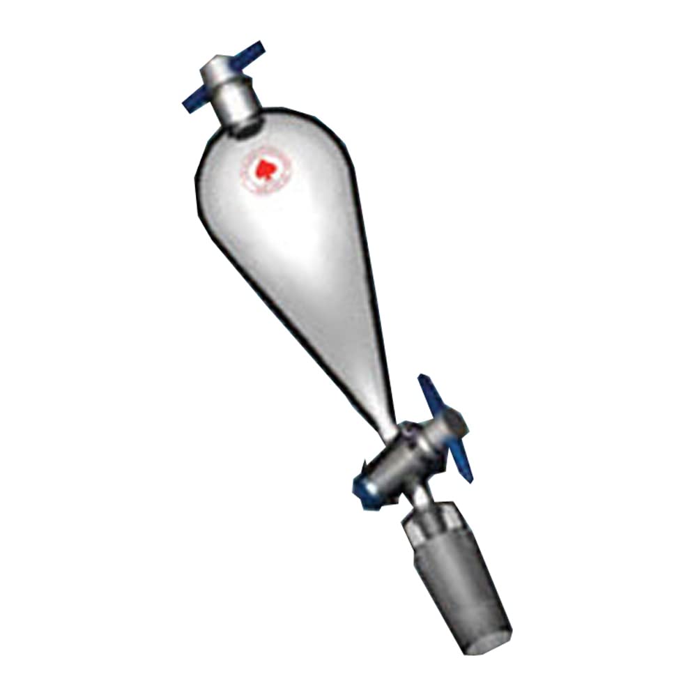 9500-06 PTFE Stopcock Separatory Funnel with 14/20 Joint - 60mL Capacity for Chemical Lab Extraction & Organic Chemistry Experiments