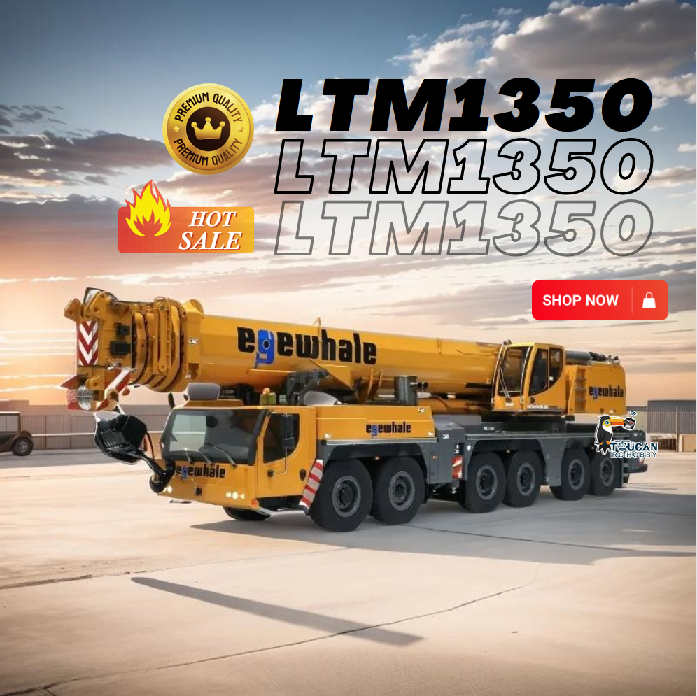 Eyewhale 1/14 Scale 6-Axle LTM1350 RC Hydraulic Mobile Crane - 5M Length Radio Controlled Heavy Duty Construction Vehicle, PNP Hobby Model for Adults - Perfect for Construction Simulation, RC Enthusiasts & Collectors