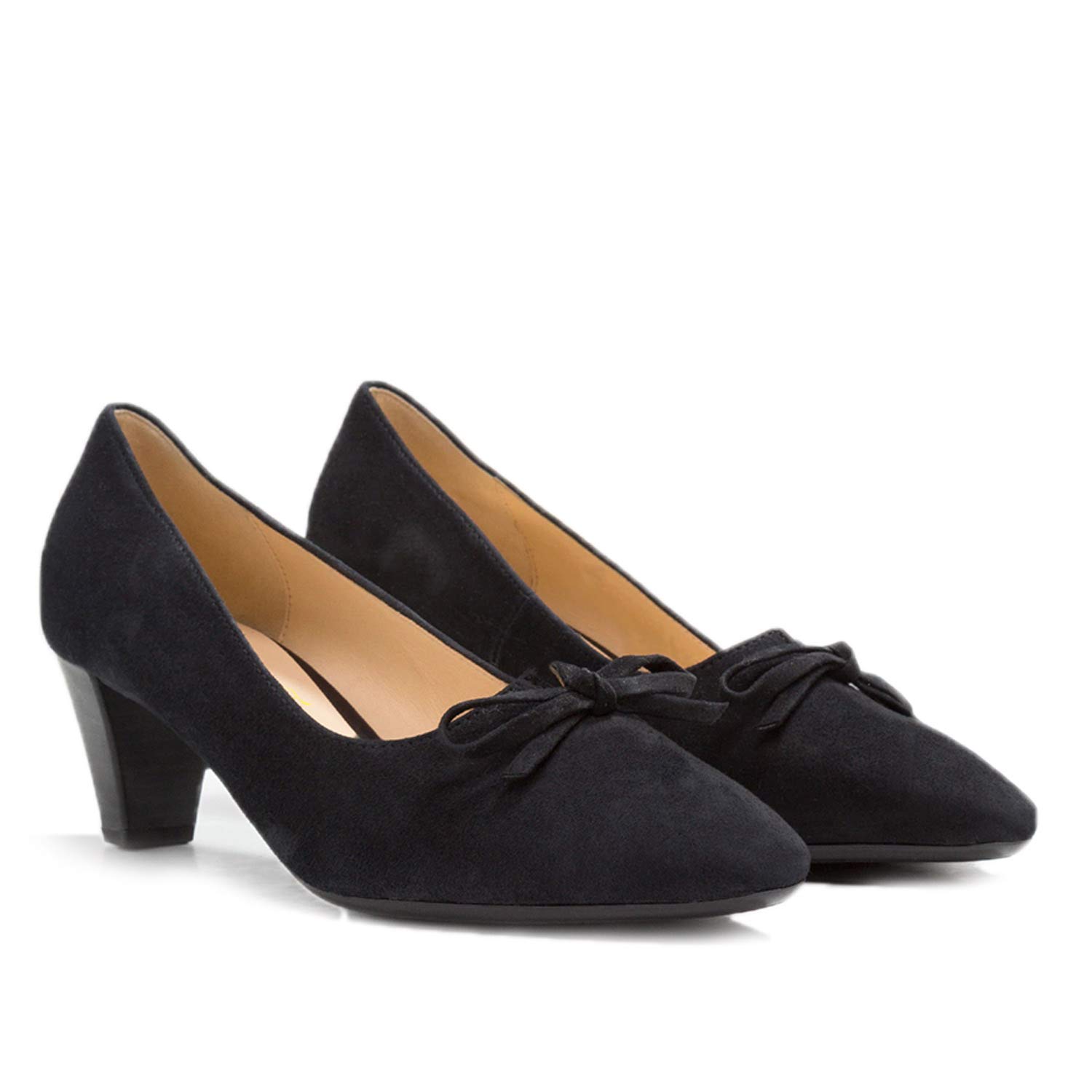 FOWT Women's Bow Decor Loafers - Stacked Mid Heel Pumps with V-Cut Strap & Bow Knot | Pointed Toe Slip-On Dress Shoes | Comfortable Soft Walking Shoes for Fall & Daily Wear (US Size 4-16) | Perfect for Office, Dating & Casual Outfits