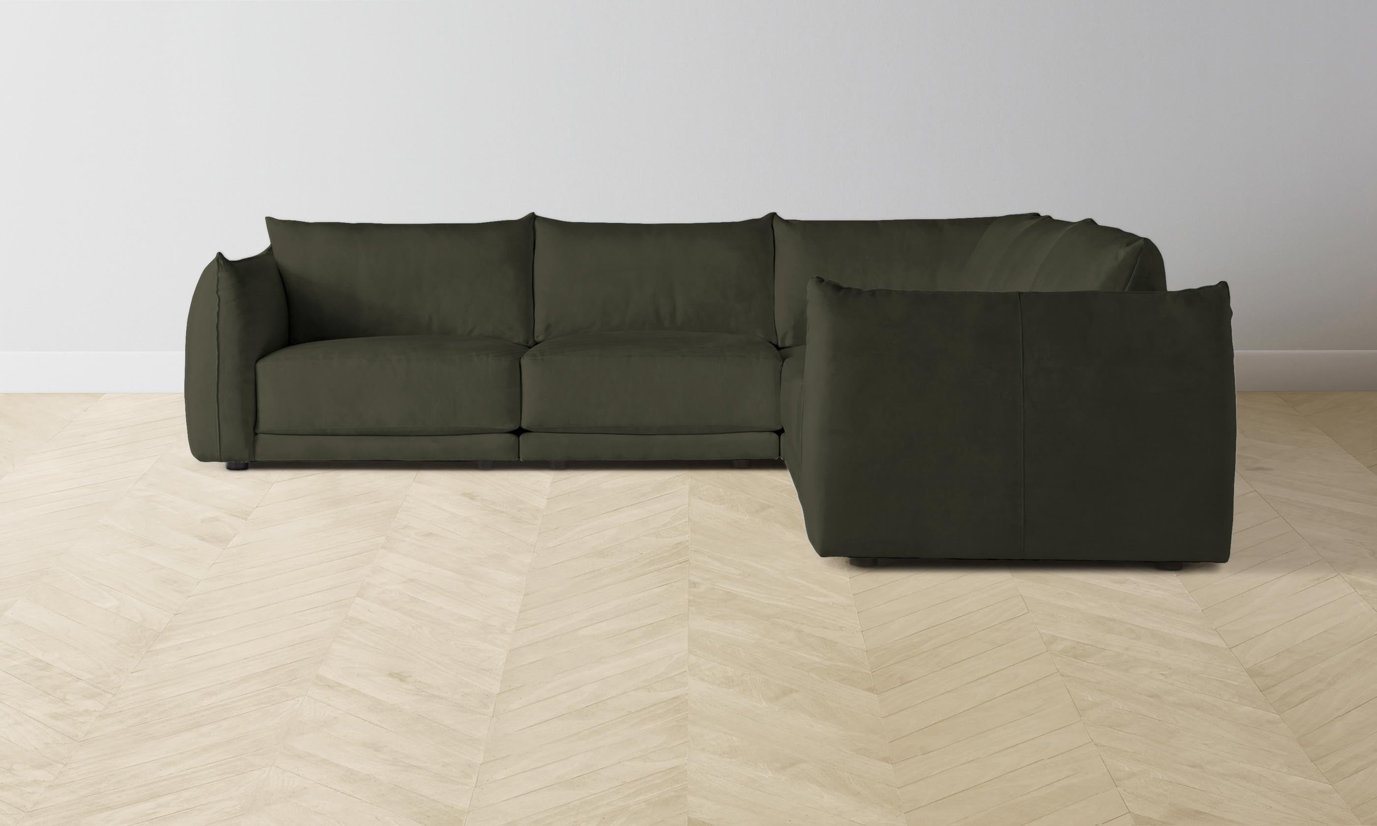 The Jones Modular Sectional Sofa - Performance Velvet Olive Green Fabric - Perfect for Living Room, Lounge & Family Gatherings