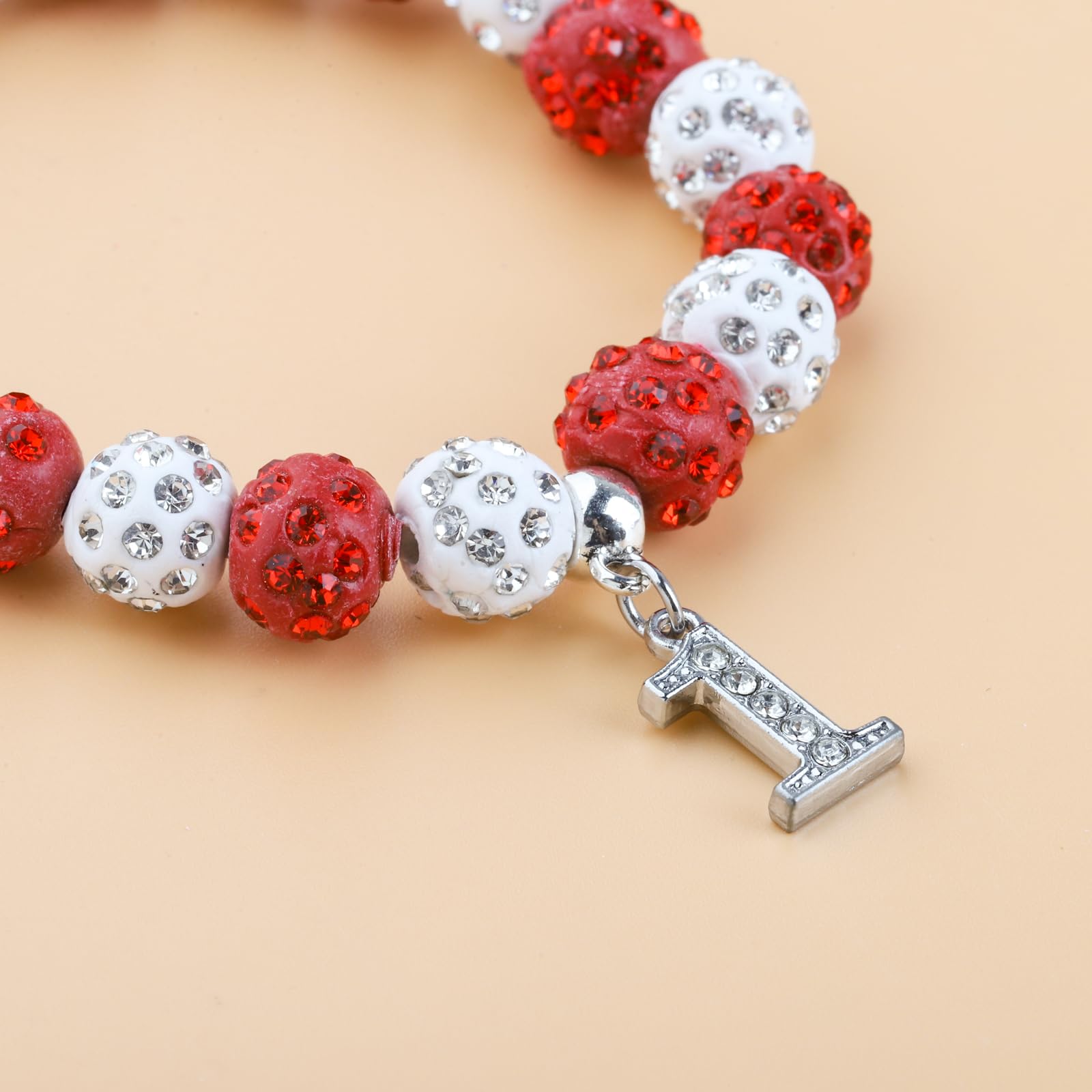 Stylish Red Beaded Sorority Bracelet with Rhinestone Numbers - Perfect Graduation Gift for Women & College Sisters | Great for Sorority Events, Graduation Parties & Everyday Wear