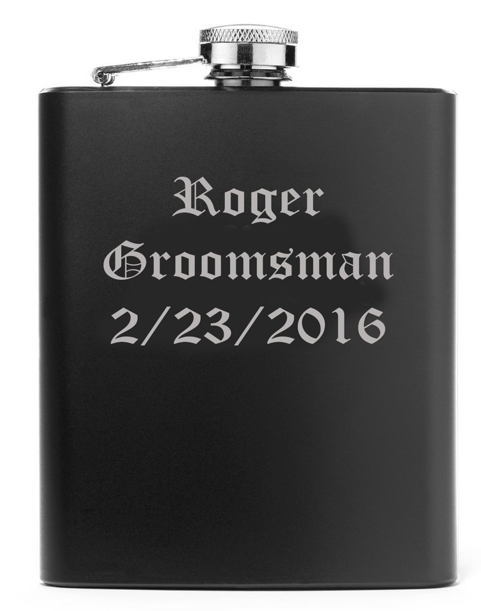 Personalized 8oz Black Stainless Steel Flask - Engraved Groomsman & Bridesmaid Gift Set (12 Pack) - Perfect for Weddings, Bachelor/Bachelorette Parties & Anniversary Celebrations