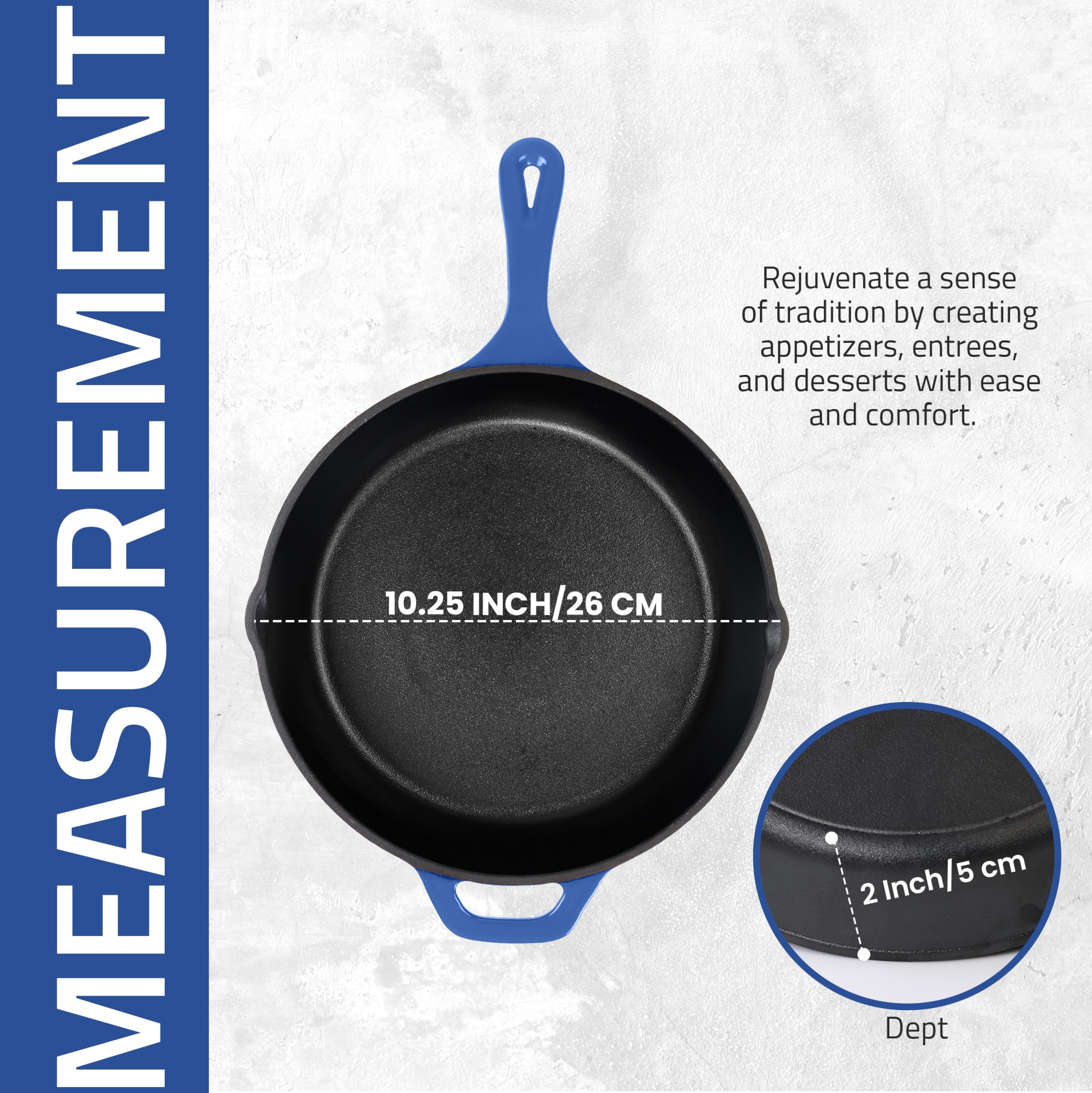 Utopia Kitchen 10.25 Inch Cast Iron Skillet - Pre-Seasoned Chef's Pan for Sauteing, Frying & Grilling | Indoor & Outdoor Safe Cookware | Perfect for Camping, BBQ & Home Cooking (Blue)