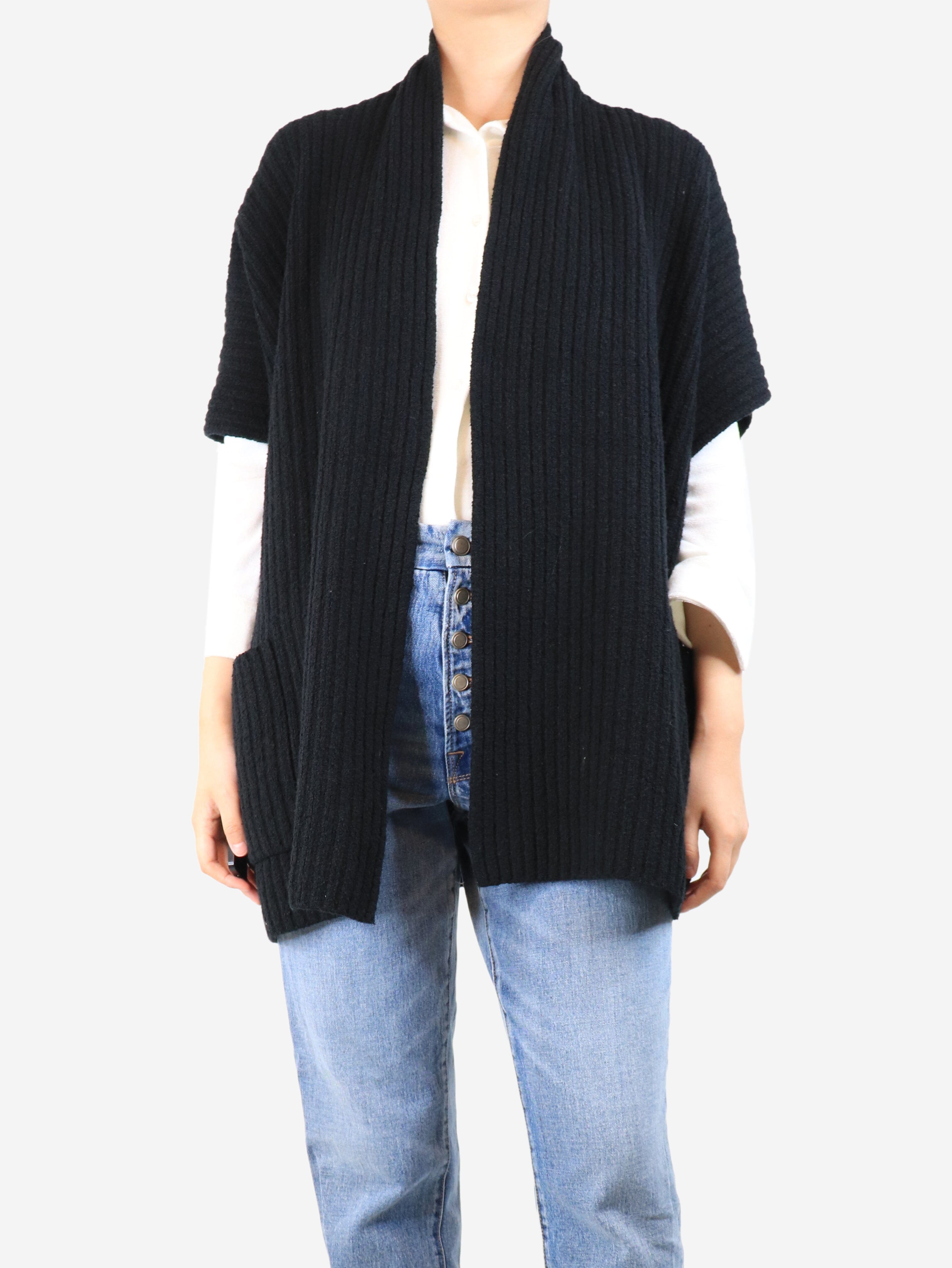 Black Oversized Cardigan Women's Size S - Cozy & Stylish Long Sleeve Open Front Sweater for Casual Outfits & Layering
