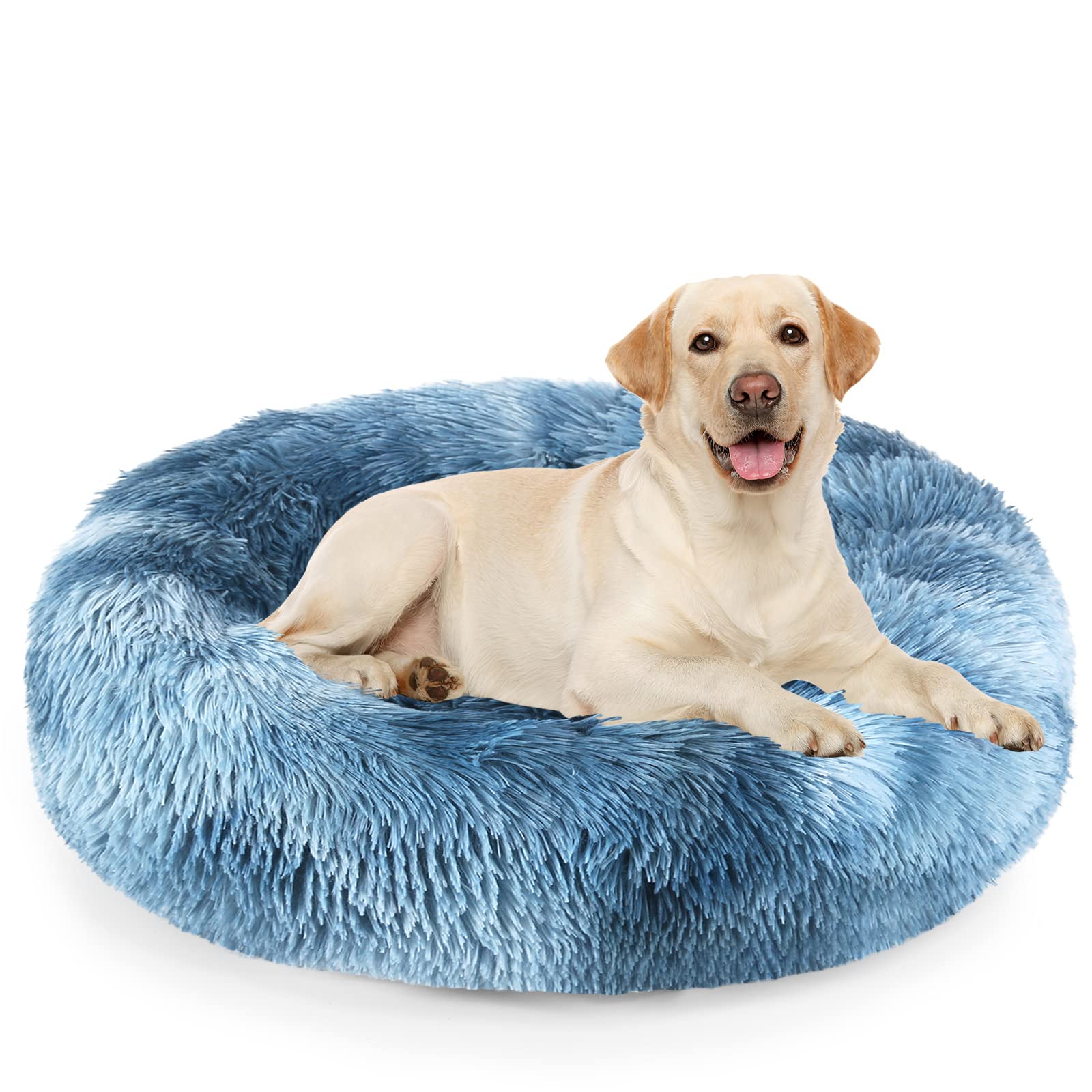 NOYAL Calming Dog Bed - Donut Anti-Anxiety Fluffy Pet Bed for Small & Medium Dogs & Cats - Cozy Comfort for Stress Relief, Anxiety, and Better Sleep