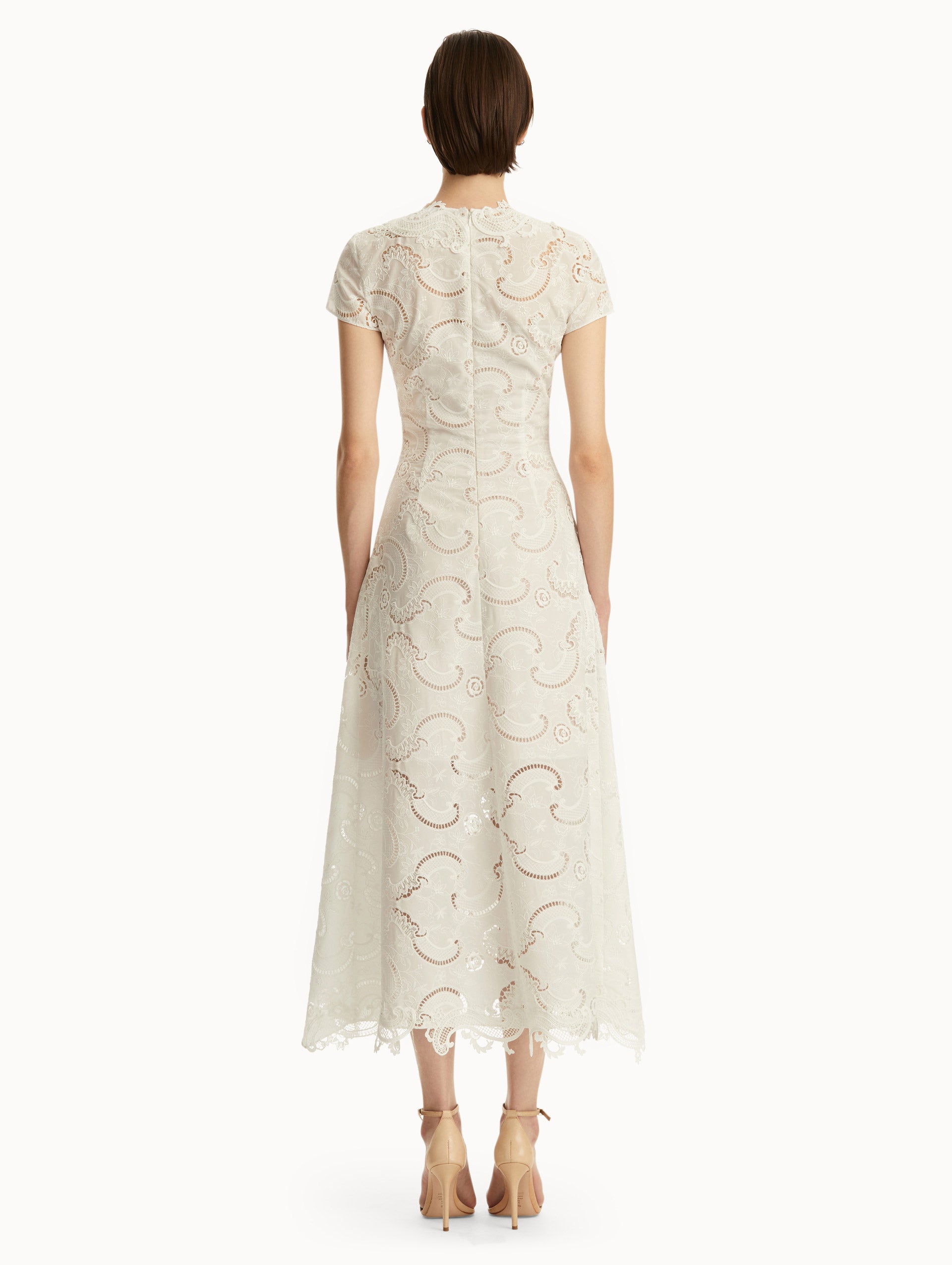 Elegant Guipure Lace Scroll Dress for Women - Perfect for Weddings, Parties & Special Occasions