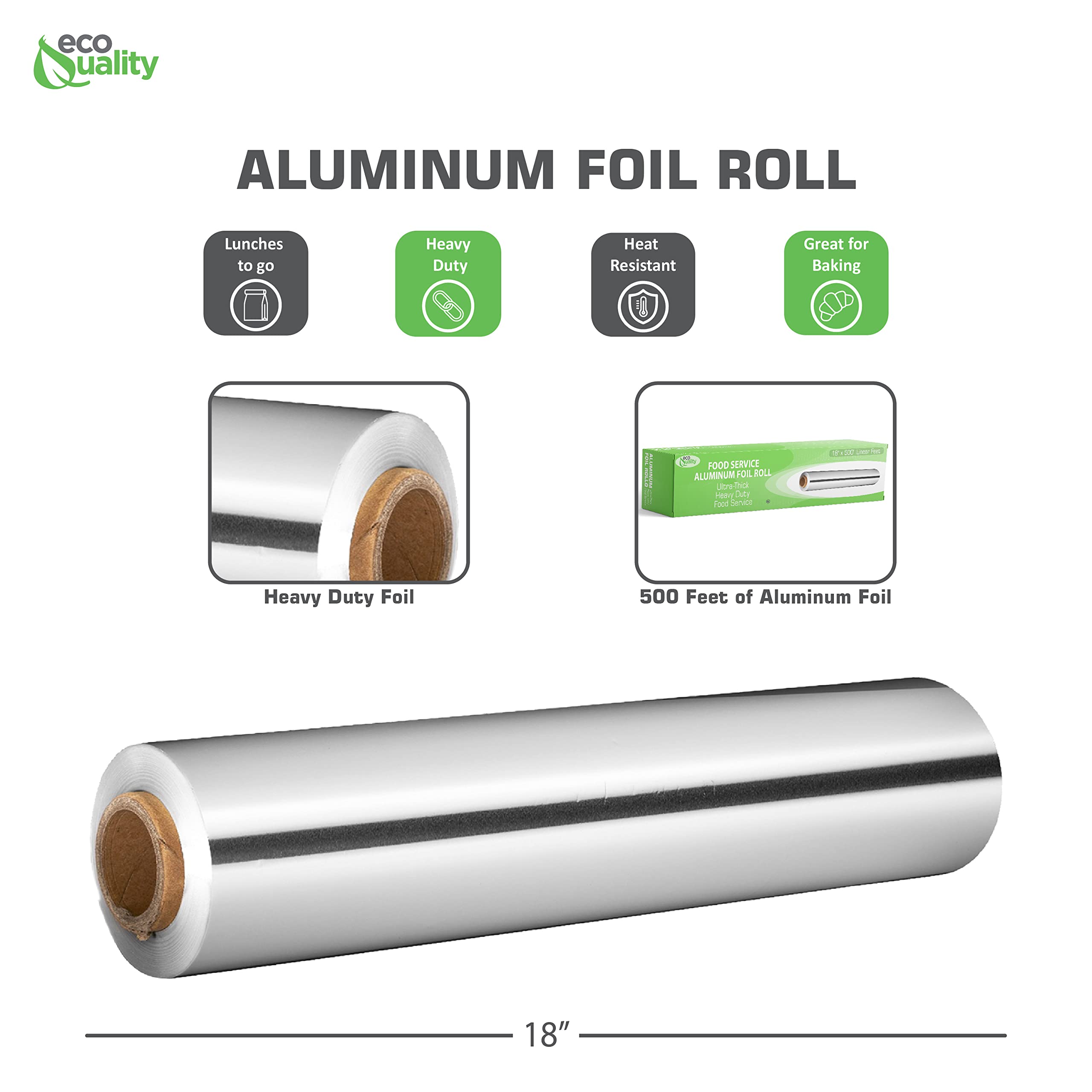 **EcoQuality Heavy Duty Aluminum Foil Roll (18