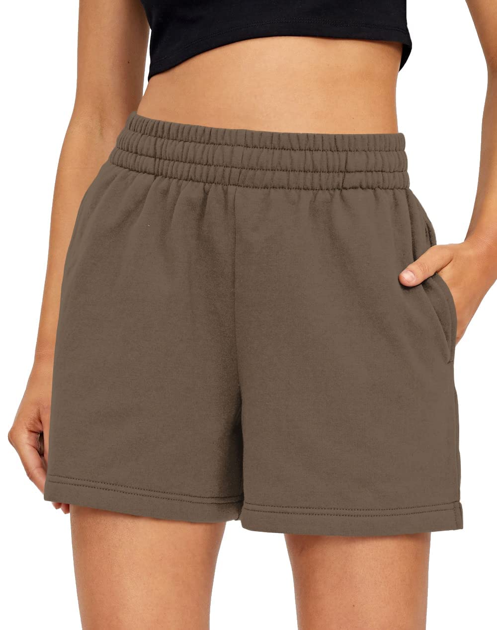 Ezymall Women's High Waisted Sweat Shorts - Comfy Lounge & Athletic Running Shorts with Pockets for Summer | Perfect for Yoga, Gym, and Casual Wear