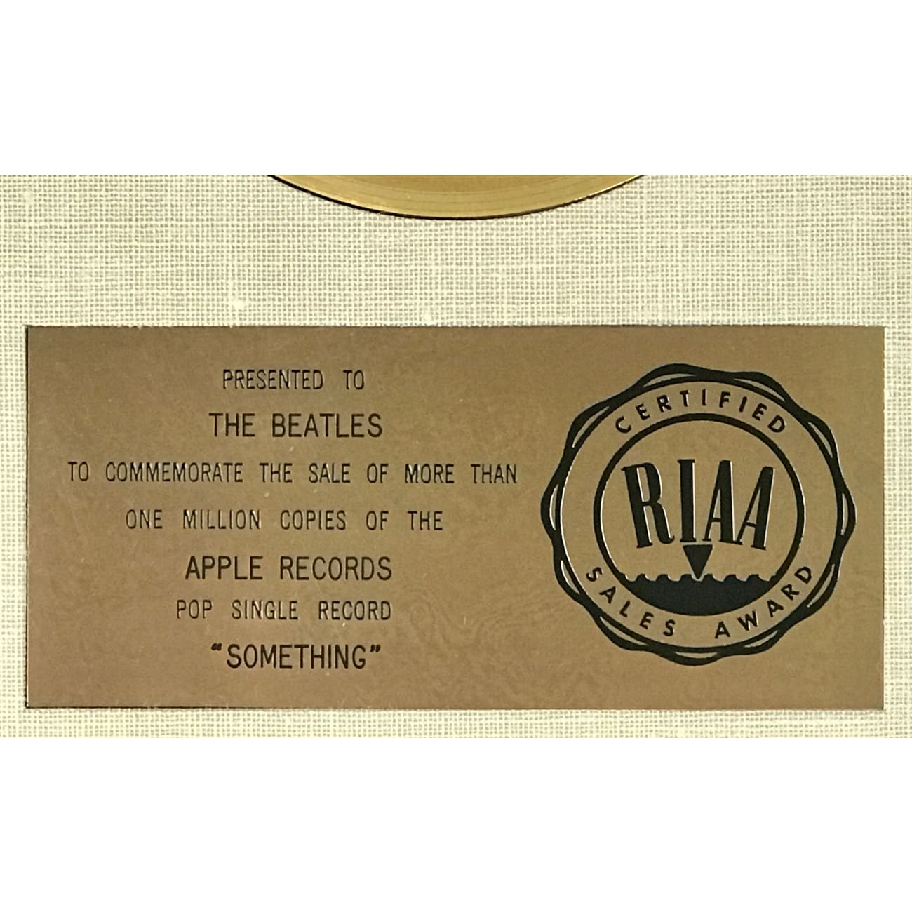 The Beatles 'Something' RIAA Gold 45 Award - Rare Collectible for Music Memorabilia & Beatles Fans - Perfect for Display in Home, Office or Music Studio