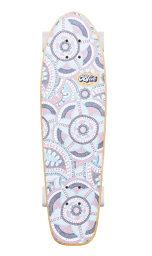 OBfive Em Carey Pastel Cruiser Skateboard - 28 Inch Longboard for Adults & Teens - Smooth Ride for Commuting, Cruising & Downhill - Perfect for Streets, Parks & Campus