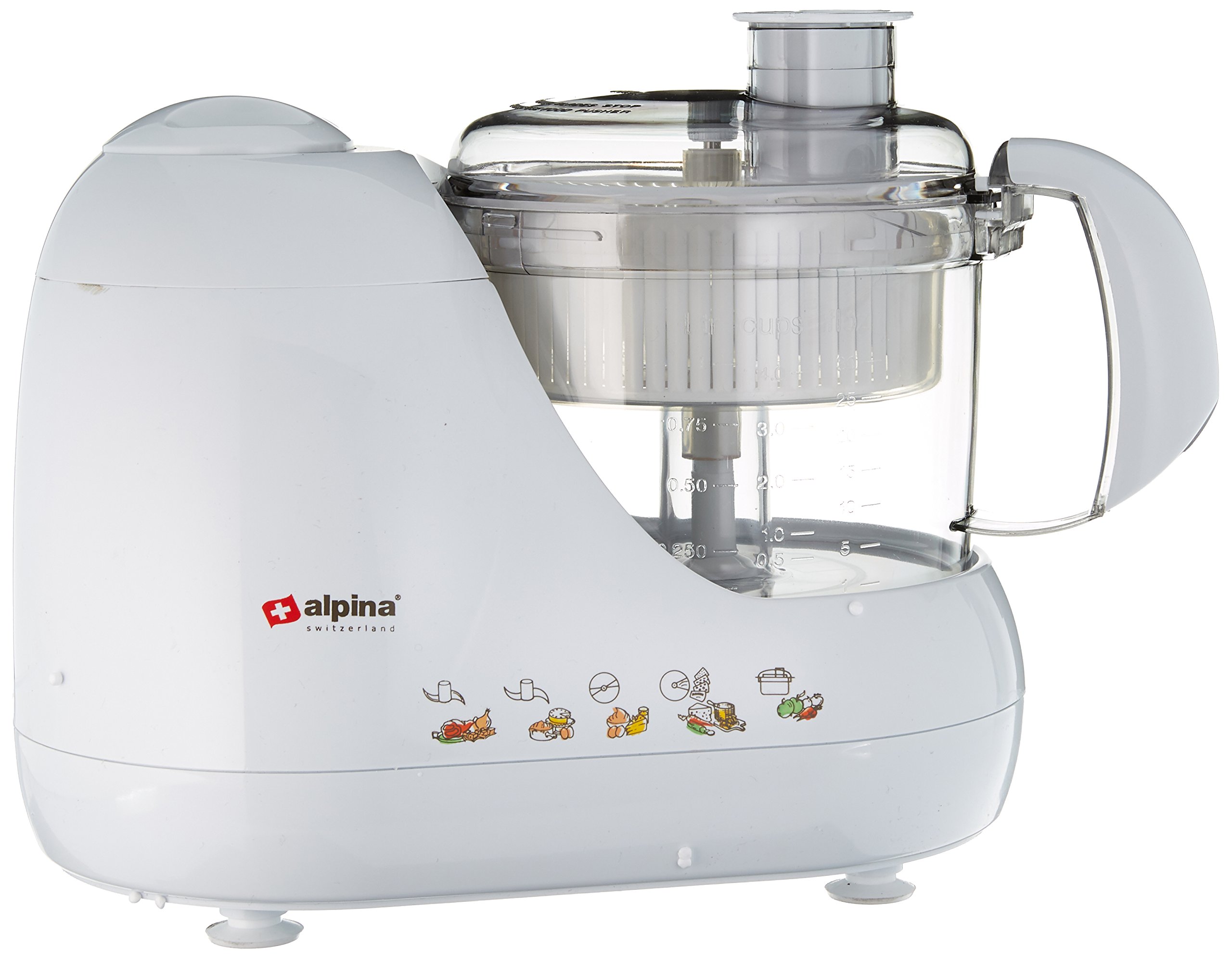 Alpina SF-4010 10-Cup Food Processor with 4 Blades - Powerful 700W Motor for Chopping, Slicing & Dicing - BPA-Free White Kitchen Appliance - Perfect for Meal Prep, Baking & Healthy Cooking