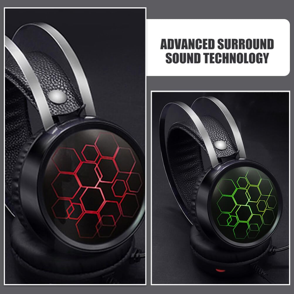 OSALADI USB Wired Gaming Headset with Noise-Cancelling Microphone, RGB Lights for PC Laptop Computer - Perfect for Gaming, Online Classes & Remote Work (Black)