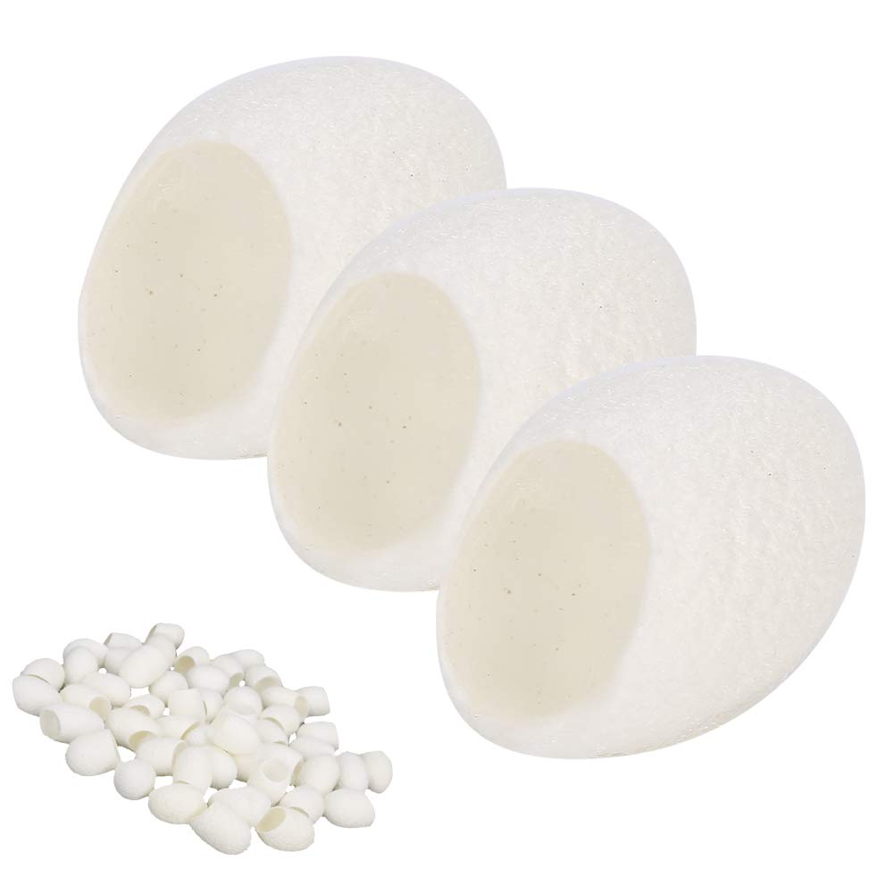 50pcs Natural Silk Cocoons for Face - Organic Silkworm Exfoliating Balls for Blackhead Removal, Acne Scar Treatment & Anti-Aging - Skin-Friendly Facial Cleanser for Gentle Exfoliation & Pore Cleansing - Perfect for Spa, Home Facial & Skincare Routine