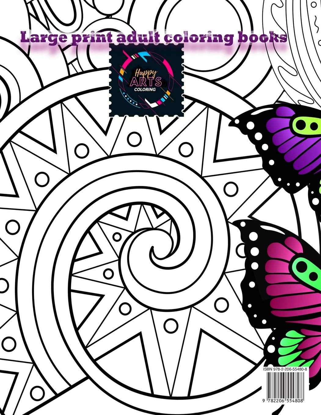 Large Print Adult Coloring Books with Butterflies & Flowers - Stress Relief & Relaxation for Seniors, Beginners - Perfect for Meditation, Art Therapy & Gift Giving