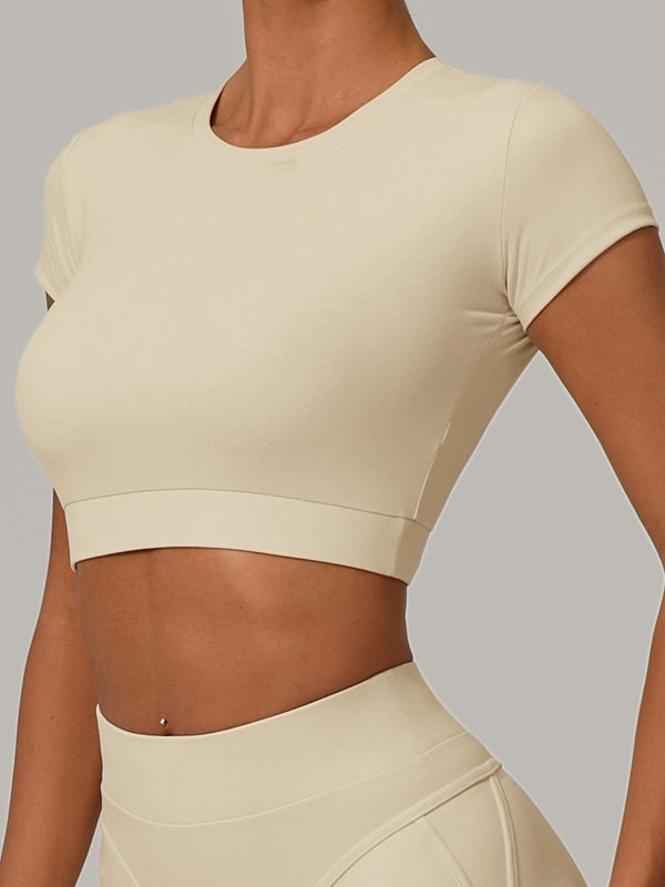 ZASUWA Women's Sexy Round Neck Cropped Short Sleeve T-Shirt - Perfect for Summer Outfits, Casual Wear & Date Nights