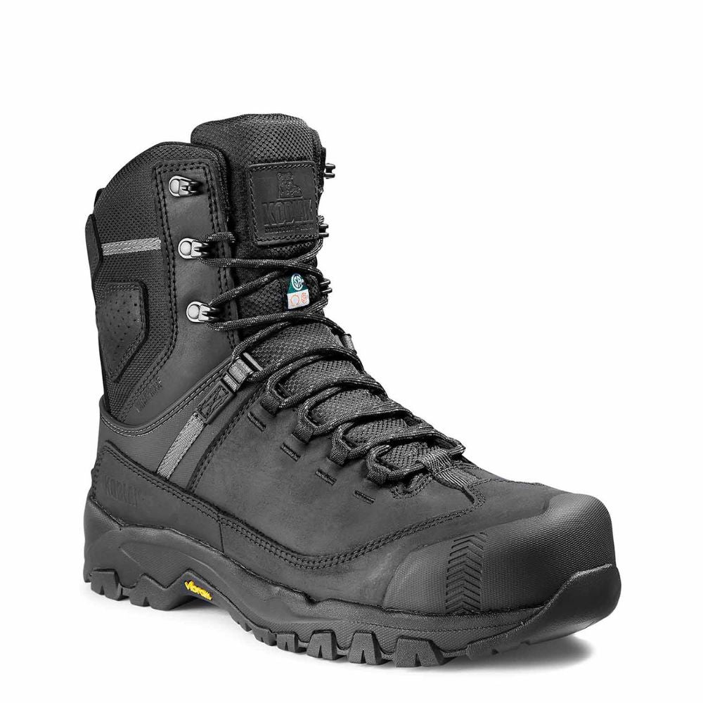 Kodiak Quest Bound Men's 8 Inch Waterproof Steel Toe Work Boots - Black (KD0A4THHBLK) | Slip Resistant & Comfortable for Construction, Hiking & Outdoor Work