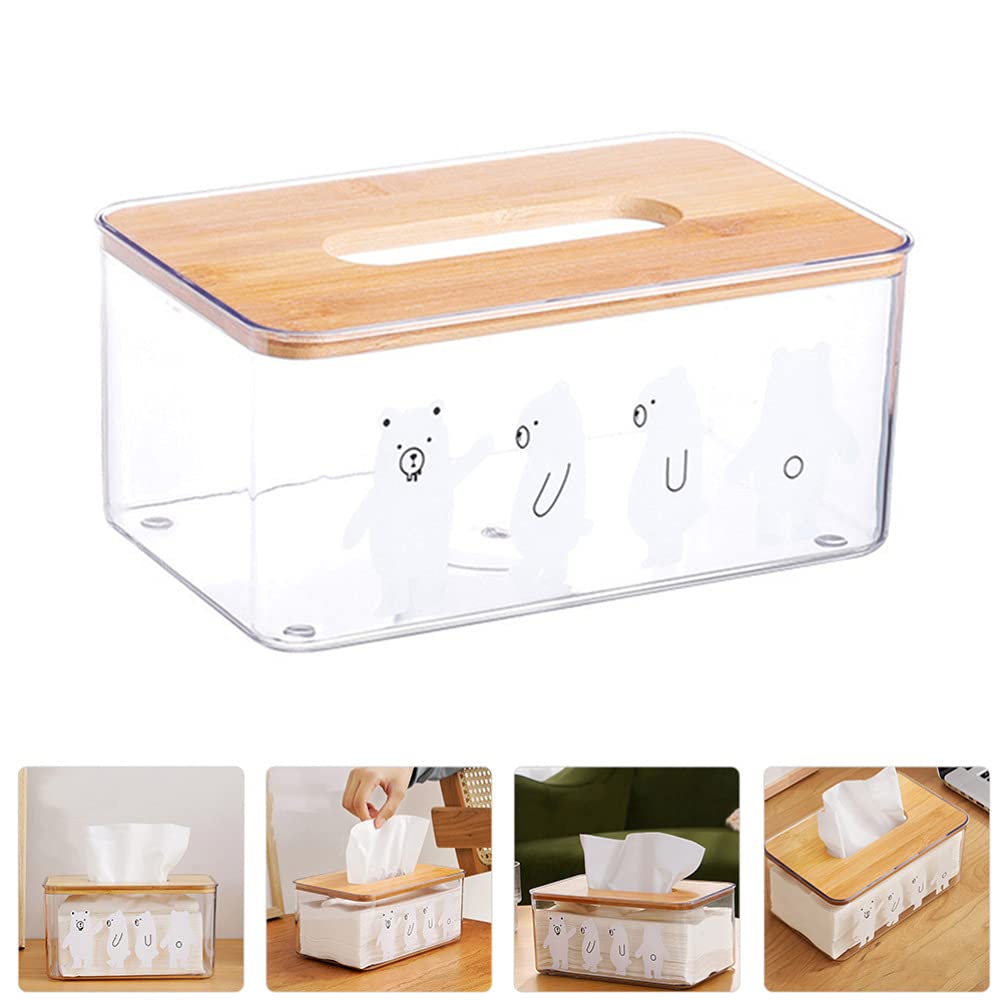 Hemoton Wooden Tissue Holder Box - 1pc Desktop Napkin & Paper Towel Storage Organizer for Bathroom, Kitchen, Office - Nordic Style Home Decor with Pump Dispenser - Perfect for Toilet Paper, Hand Towels & Pet Tissue Storage