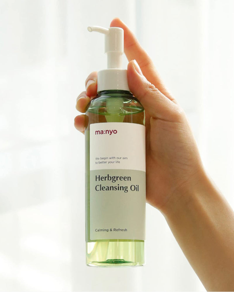 ma:nyo Herb Green Cleansing Oil - 100% Natural Korean Facial Cleanser for Deep Pore Cleansing & Makeup Removal | Perfect for Daily Skincare Routine & Sensitive Skin Care
