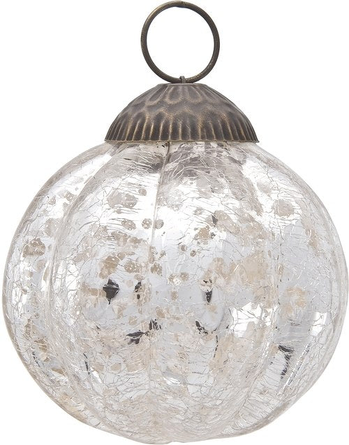 3 Pack Silver Mercury Glass Pumpkin Ornaments - Elegant Fall & Christmas Decor for Home, Table Centerpiece, Thanksgiving, Halloween, and Holiday Party Decorations