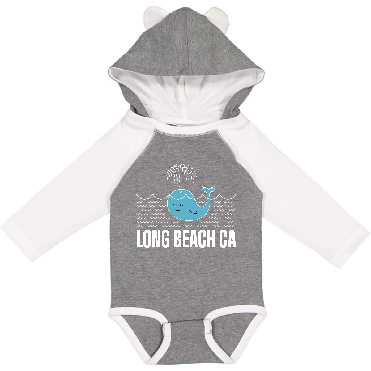 Inktastic Long Beach California Vacation Graphic Long Sleeve Baby Bodysuit - Soft Cotton Creeper for Boys & Girls - Perfect for Beach Trips, Family Photos & California-Themed Outfits