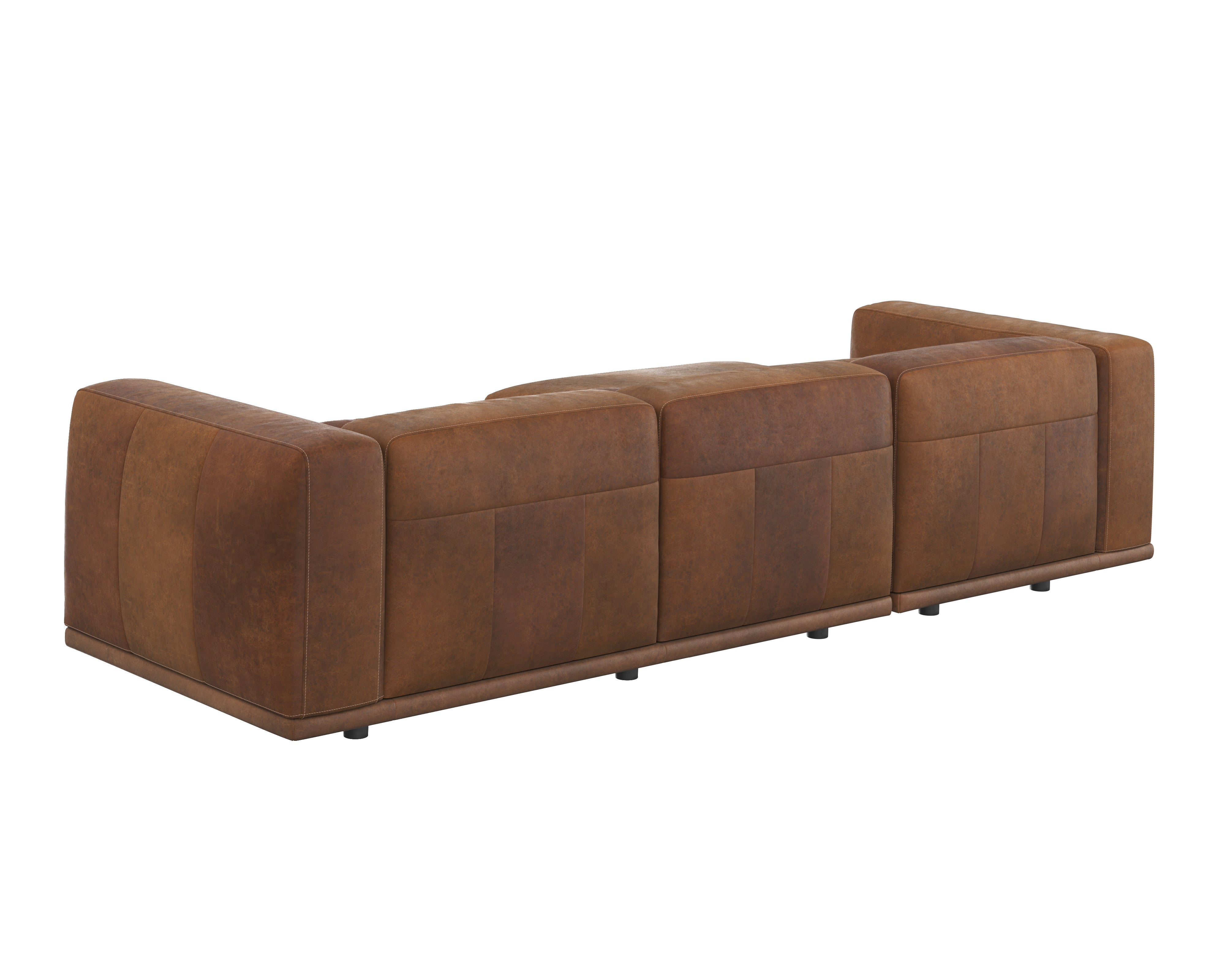 Beau Sofa Chaise in Luxurious Lucia Tobacco Leather - Modern Sectional Couch for Living Room, Lounge & Home Theater Seating