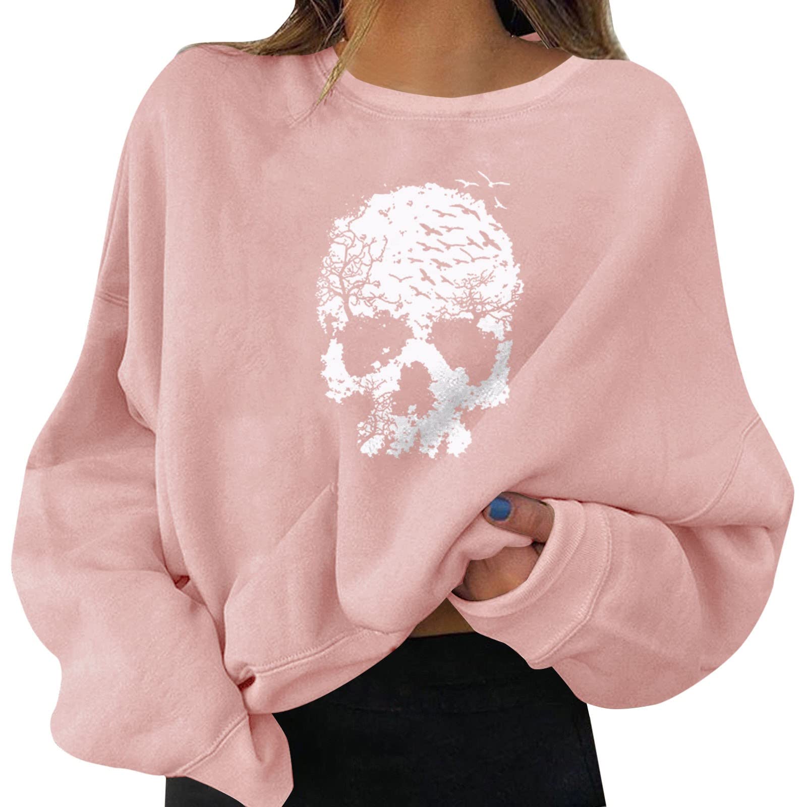 Butterfly Print Women's Sweater - Long Sleeve Tunic Pullover Hoodie for Casual Wear & Halloween Outfits | Cozy Fall Fashion & Party Decor