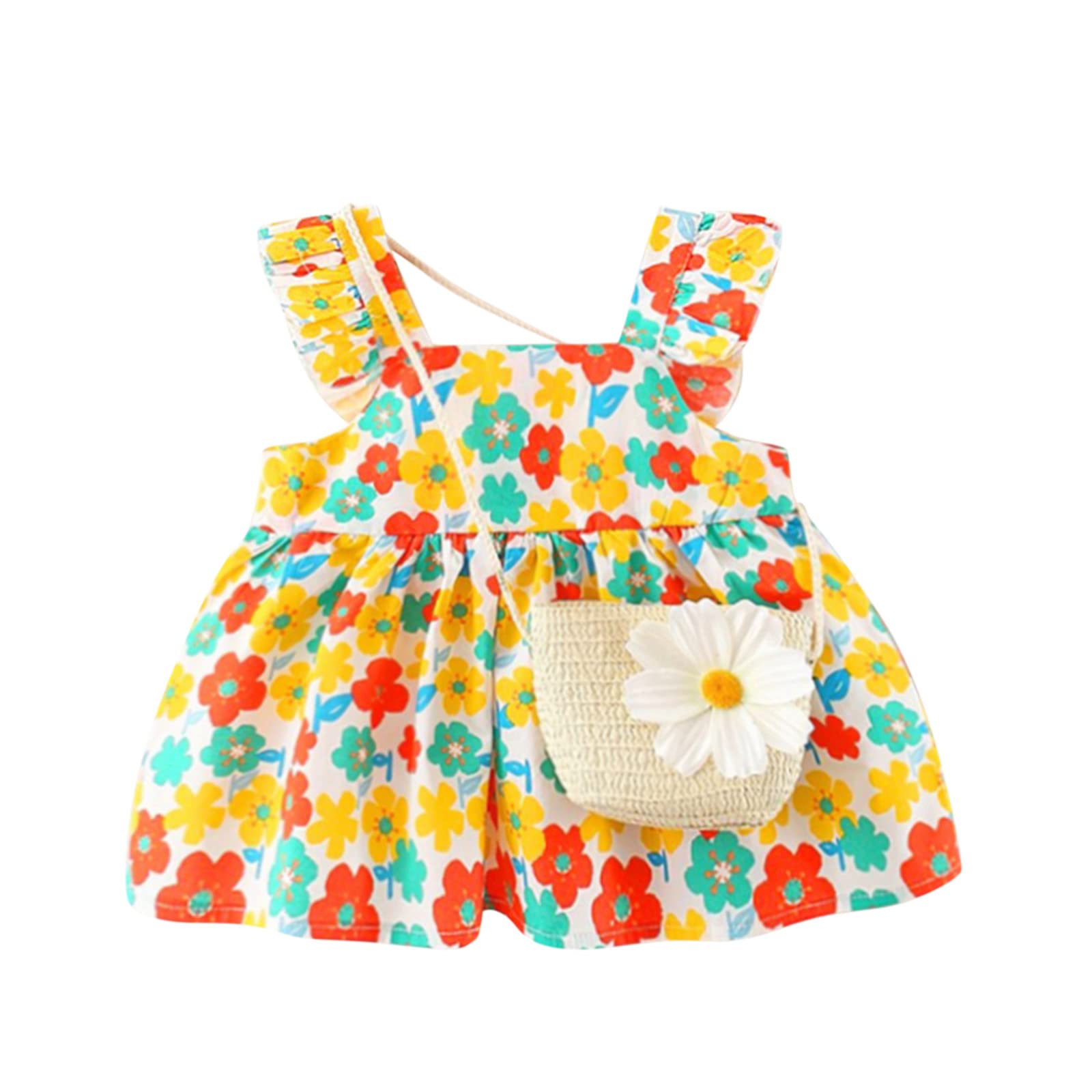 Hawaiian Holiday Dress for Toddler Girls - Backless Tutu Sundress with Matching Bag Set | Princess Birthday Party Outfit, Beach Vacation, Photo Shoot, and Special Occasion Wear