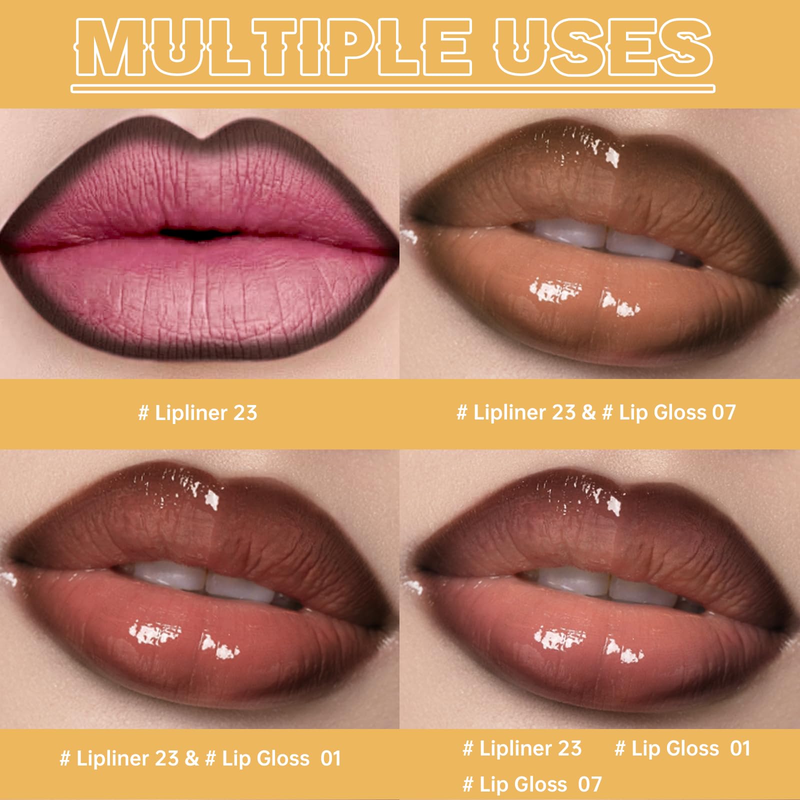 2 Colors Nourishing Lip Gloss Set - Hydrating Non-Sticky Plumping Lip Kit for Women | Natural Nude Tinted Lip Glow Oil, Moisturizing Lightweight Long-Wear Shiny Liquid Lipstick with Lip Liner Combo | Perfect for Daily Wear, Date Night & Special Occasions