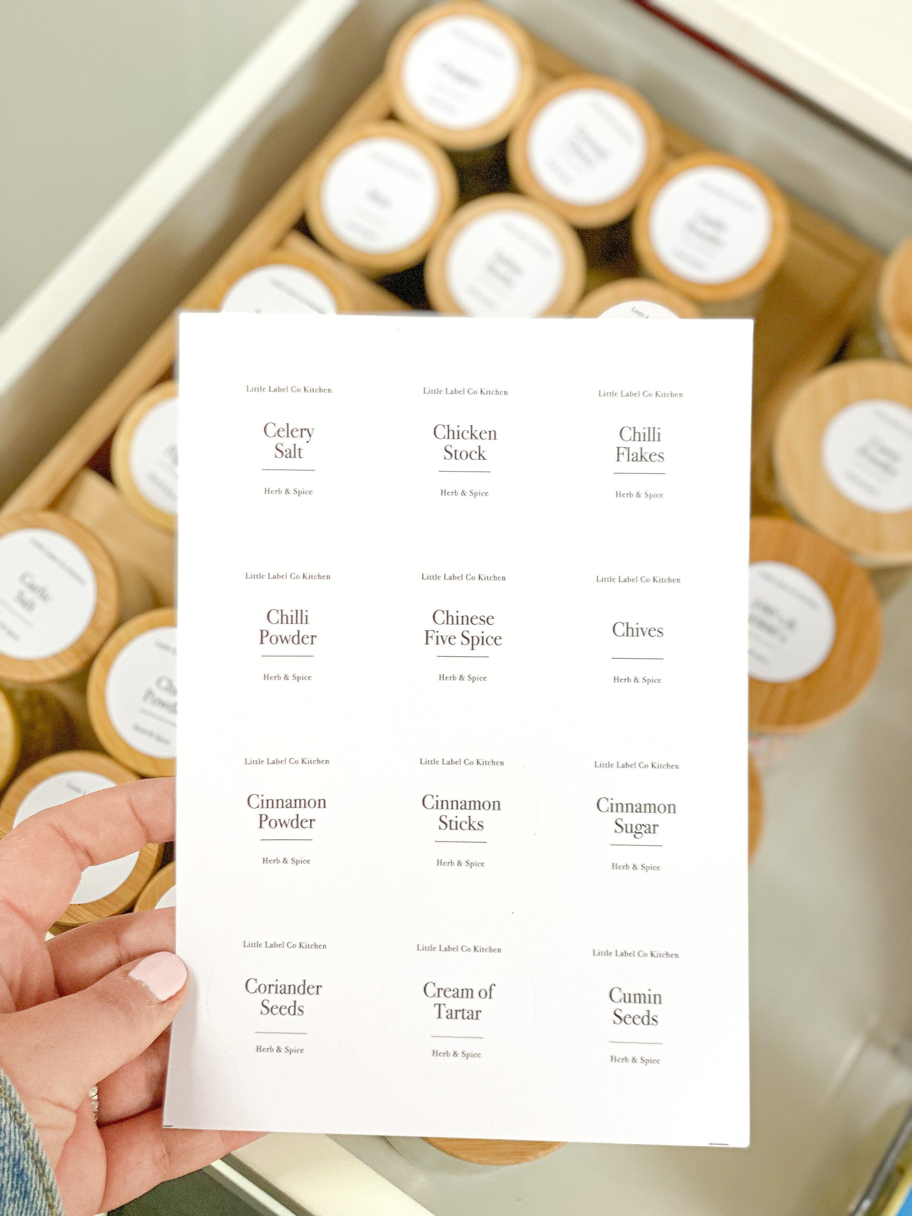 84-Pack Round Herb & Spice Labels - Waterproof & Durable Stickers for Kitchen Jars, Spice Racks & Pantry Organization - Perfect for Home Canning, DIY Gifts & Cooking Essentials