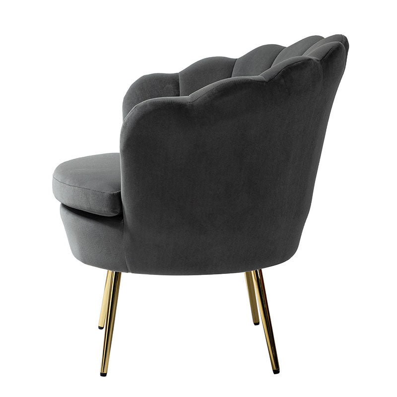 Evelia Velvet Scalloped Barrel Chair - Luxurious Velvet Accent Chair with Curved Back for Living Room, Bedroom & Office - Perfect for Reading Nook, Lounge Area or Home Decor