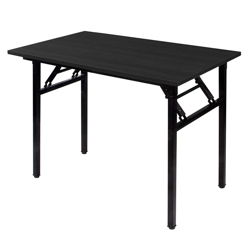 DlandHome 39.4 Inch Small Folding Computer Desk for Home Office - Compact Writing Study Table for Small Spaces, No Assembly Required Laptop Desk (Black, DND-AC5CB-100) - Perfect for Dorm Rooms, Apartments & Workspaces