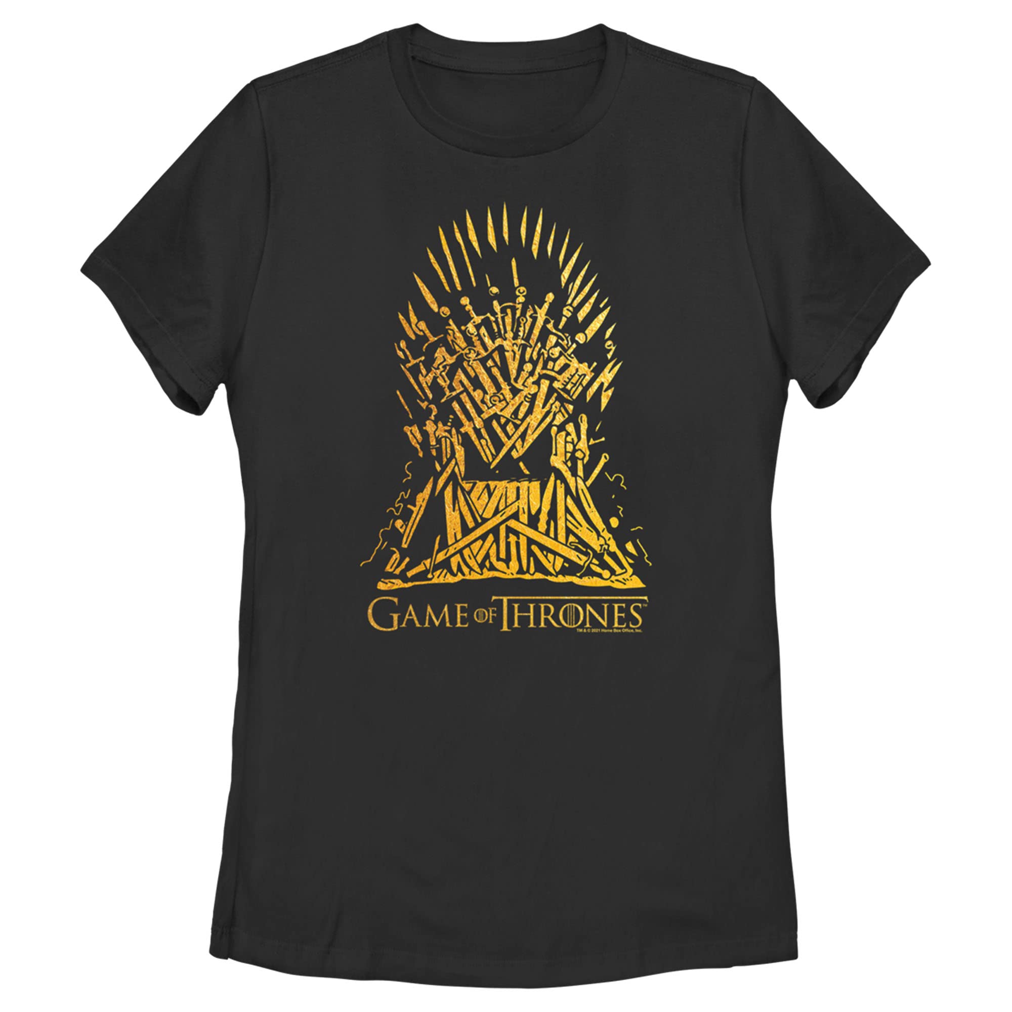 Women's Game of Thrones Yellow Iron Throne Graphic T-Shirt | Official Licensed GOT Merchandise | Perfect for Cosplay, Conventions & TV Show Fans
