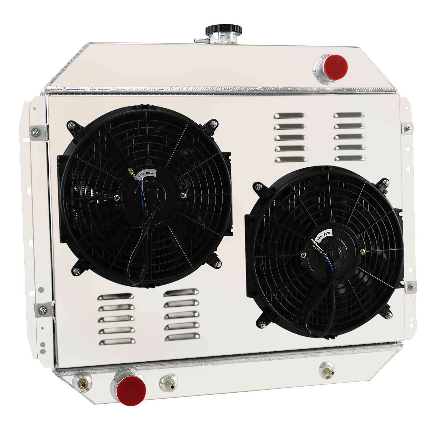 CU433 Aluminum Radiator for 1966-1979 Ford F100 F150 F250 F350 F500 Bronco Truck - 3 Row Heavy Duty Cooling System with Shroud Fans & Relay - Perfect for Off-Roading, Towing & Engine Performance Upgrades